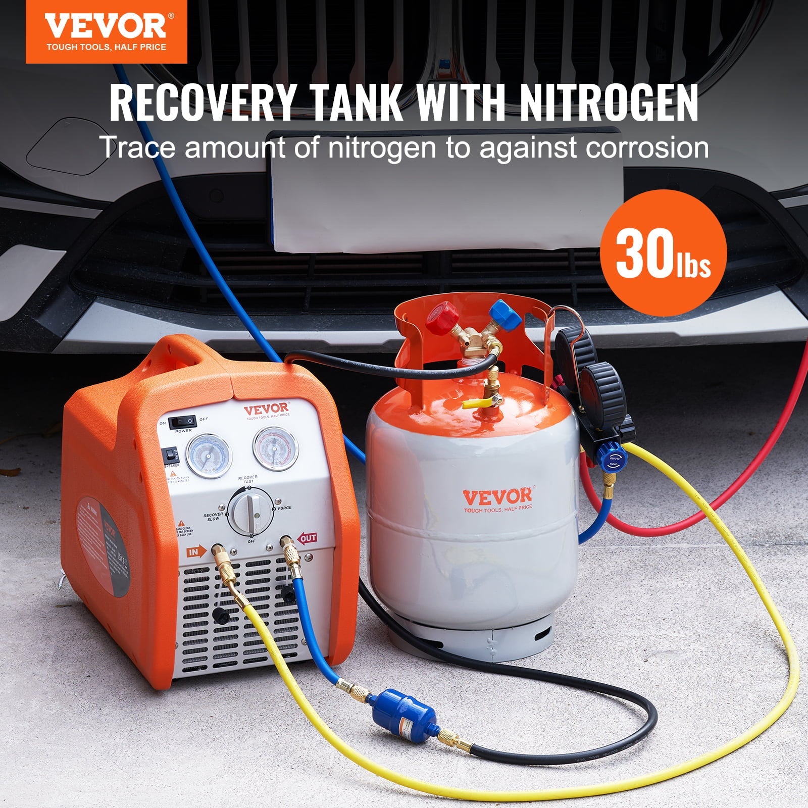 VEVOR Refrigerant Recovery Reclaim 30lb Cylinder Tank 400 PSI Liquid Rated Y Valve