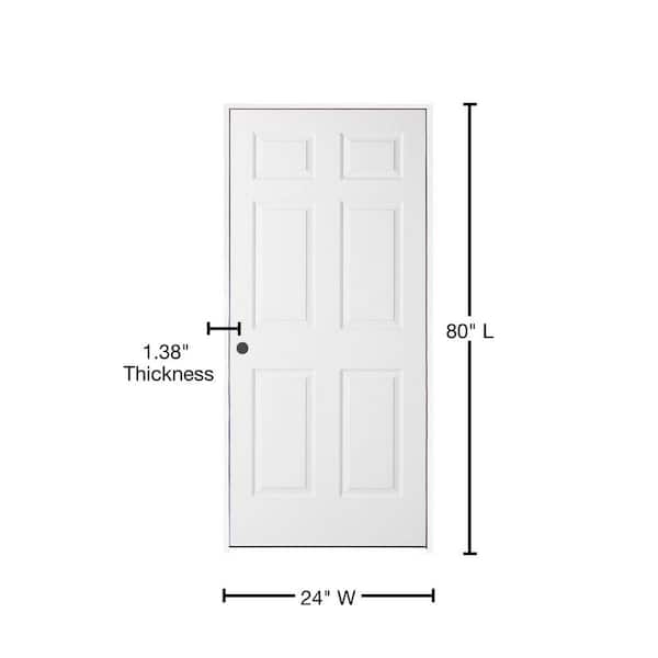 24 in. x 80 in. 6 Panel Colonist Primed Right-Handed Textured Molded Composite Single Prehung Interior Door