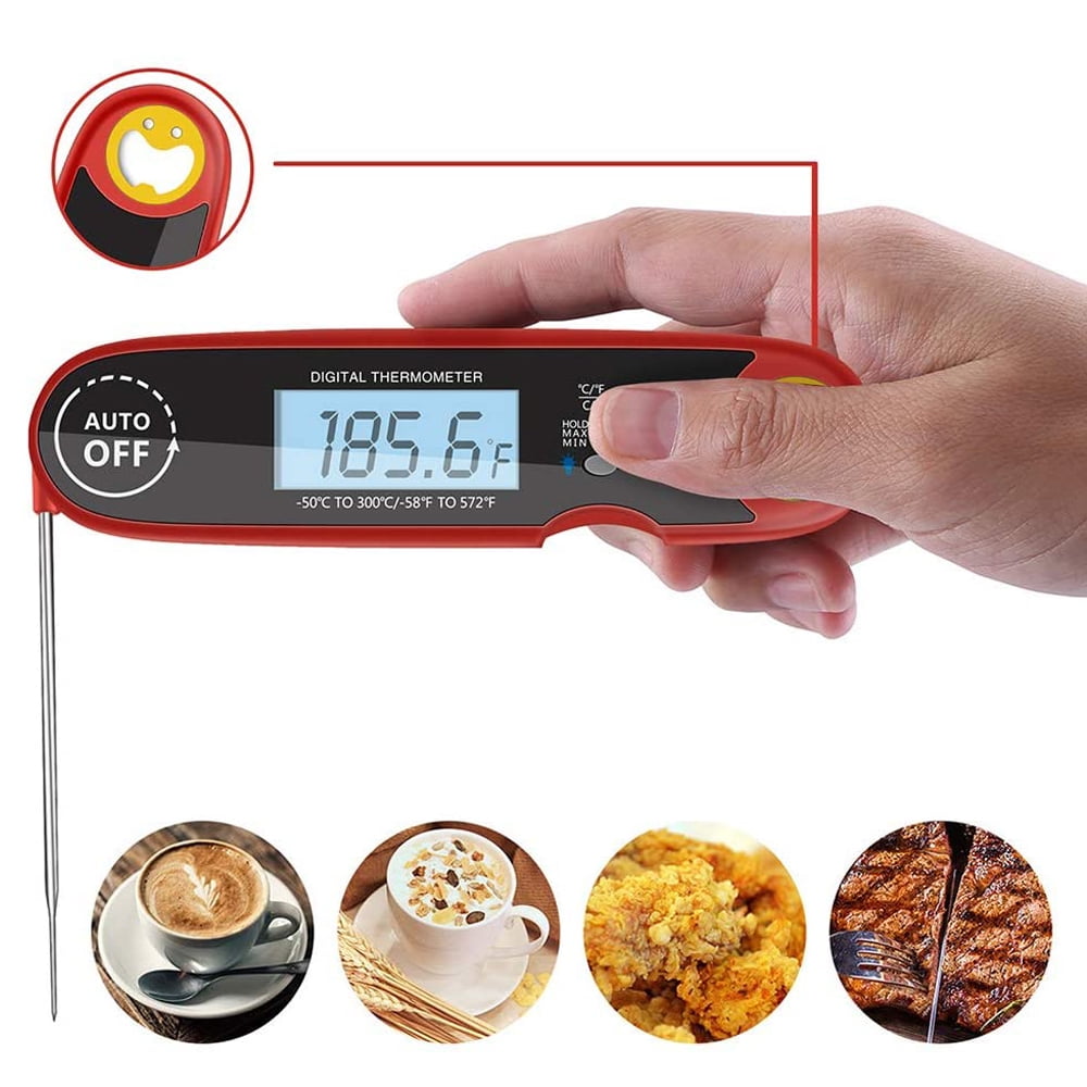 Meidong Digital Instant Read Meat Thermometer with Long Probe -Kitchen Cooking Thermometer for Food Cooking Grilling BBQ Smoker Grill Kitchen Oil Candy Thermometer with Whisk (Battery Not Included)