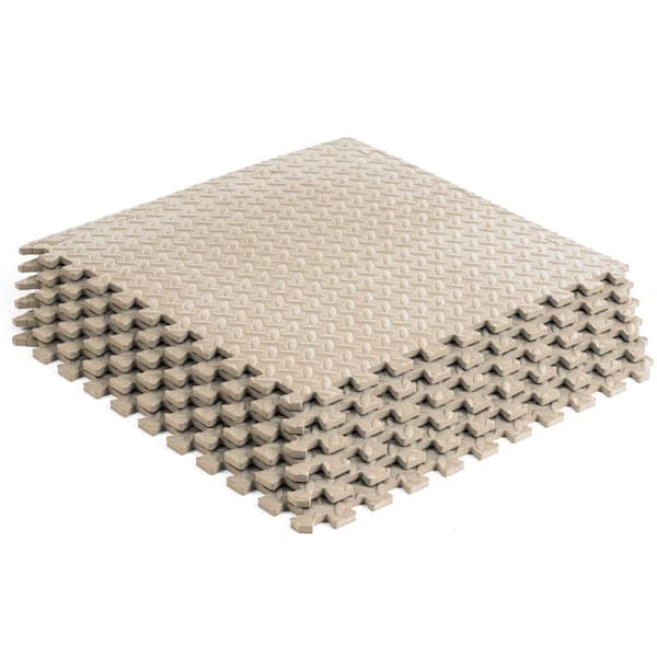 Exercise Puzzle Mat Beige 24 in. x 24 in. x 0.5 in. EVA Foam Interlocking Anti-Fatigue Tile Mat (24 sq. ft.) (6-Pack)