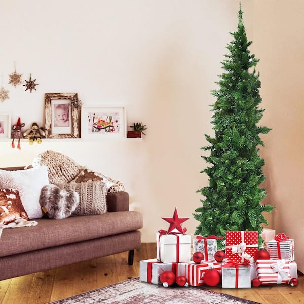 6 ft. LED Pre-lit Half PVC Artificial Christmas Tree with 8 Flash Modes 250-Lights