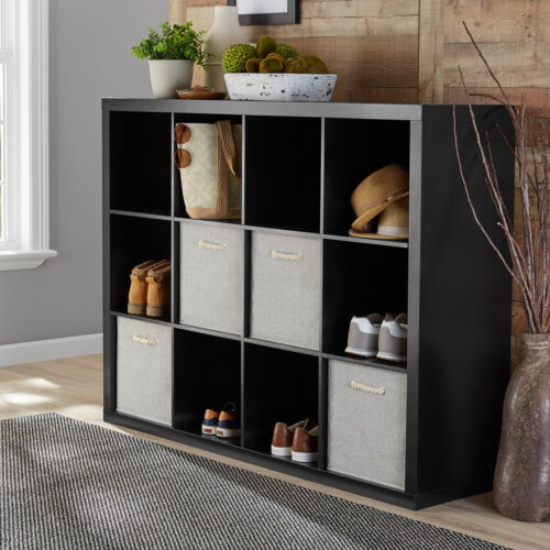 12-Cube Storage Organizer, Solid Black