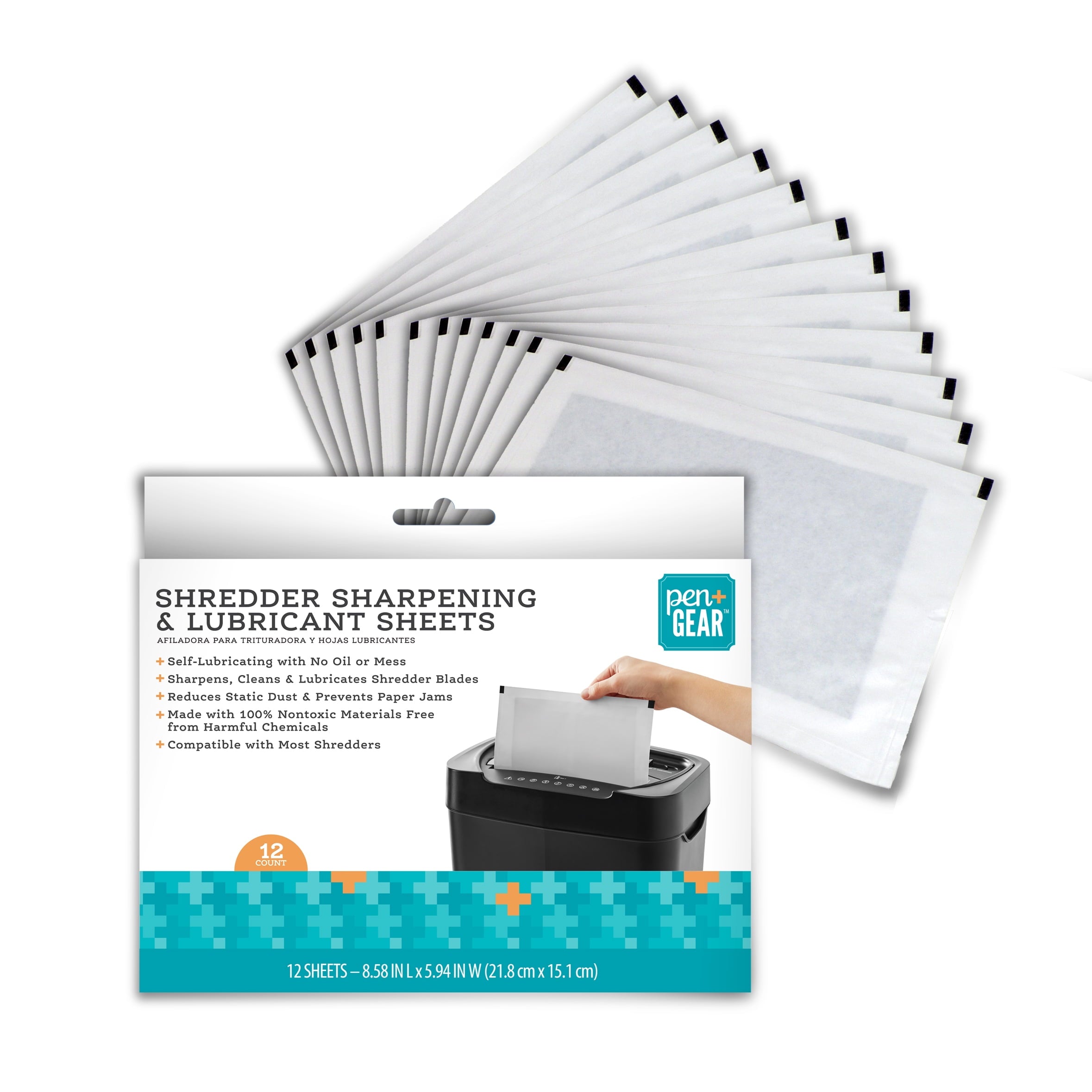 Pen + Gear Self-Lubricating Shredder Sheets, 12 count