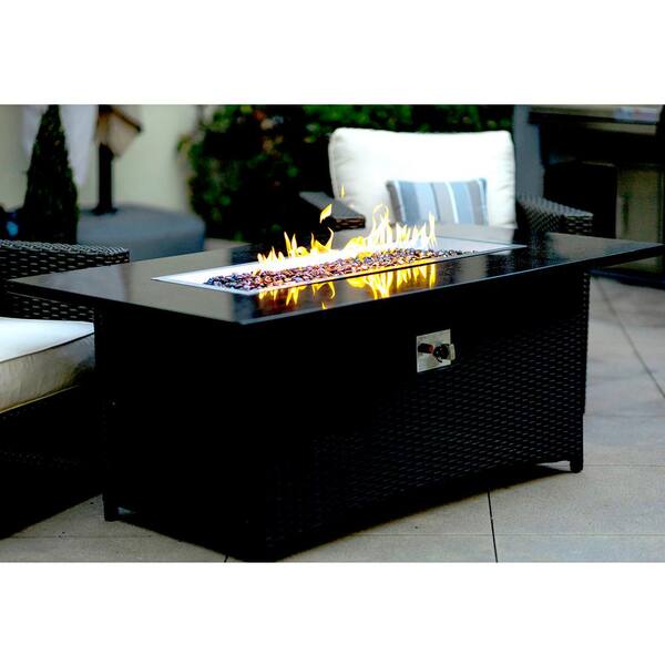 Maxwell 58 in. x 36 in. x 24 in. Rectangle Stainless Steel Propane Fire Pit Table with Cover
