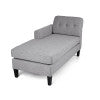 GDF Studio Tempe Fabric Left Arm Chaise Lounge, Light Gray, Dark Brown