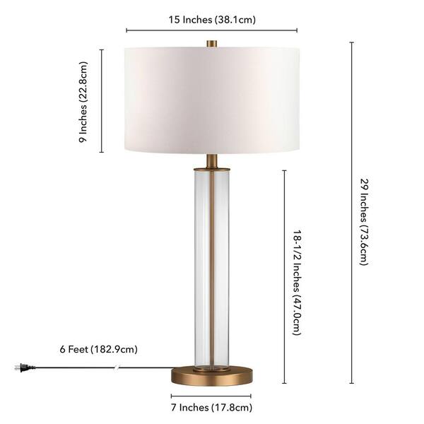 Harlow 29 in. Brass and Clear Glass Table Lamp