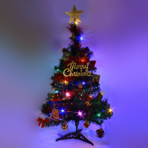 2 FT Artificial Mini Tabletop Christmas Tree Green with  Multi Color LED Light