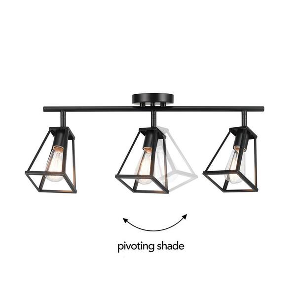 2 ft. 3-Light Matte Black Fixed Track Lighting Kit