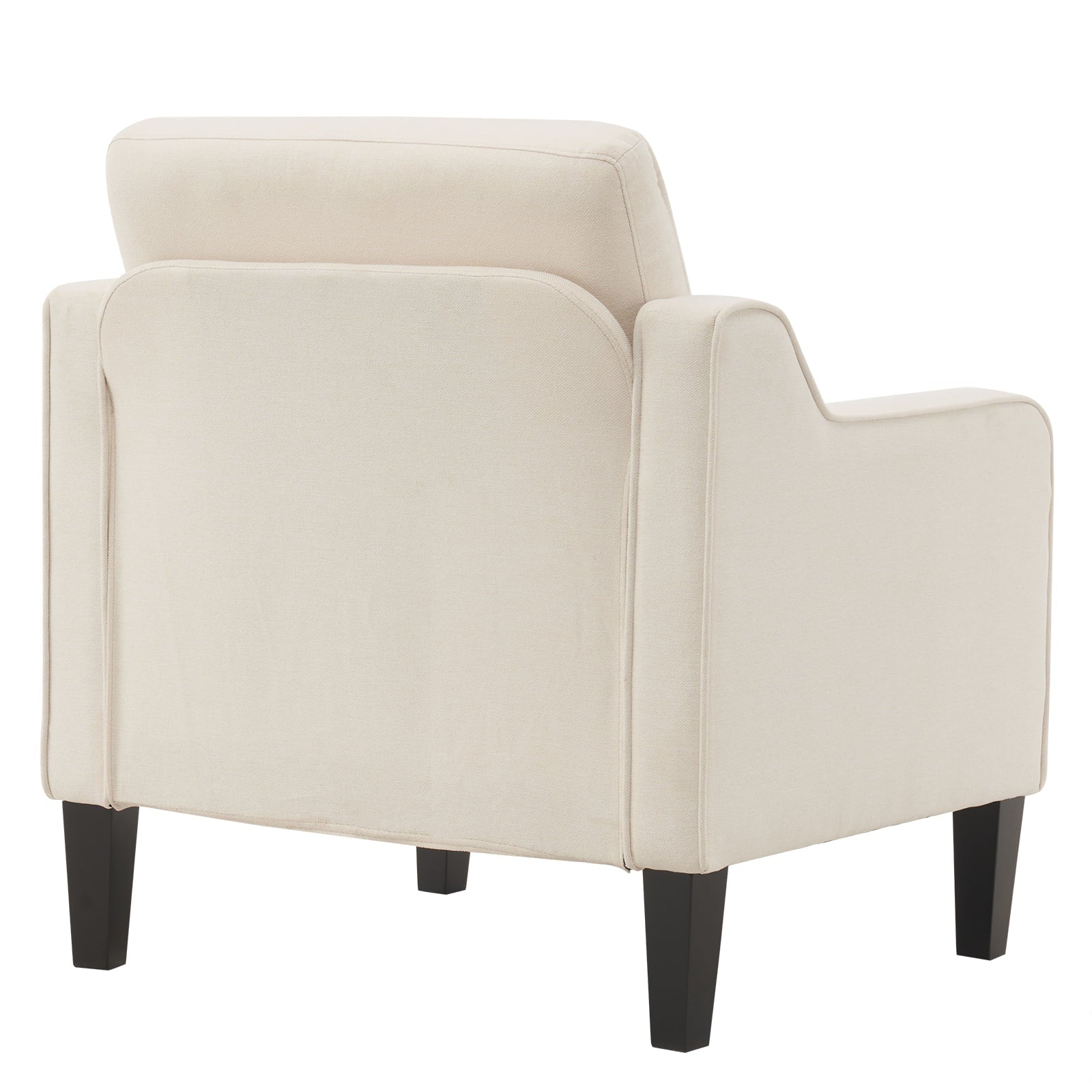 VINGLI Mid-century Modern Accent Chair,Beige Fabric Accent Chair for Living Room Upholstered Armchair with Scooped Arms for Bedroom,Apartment,Studio,Office,Waiting Room