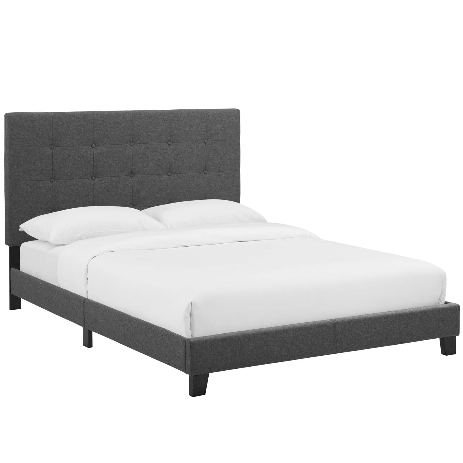 Modway Melanie Twin Tufted Button Upholstered Fabric Platform Bed in Gray