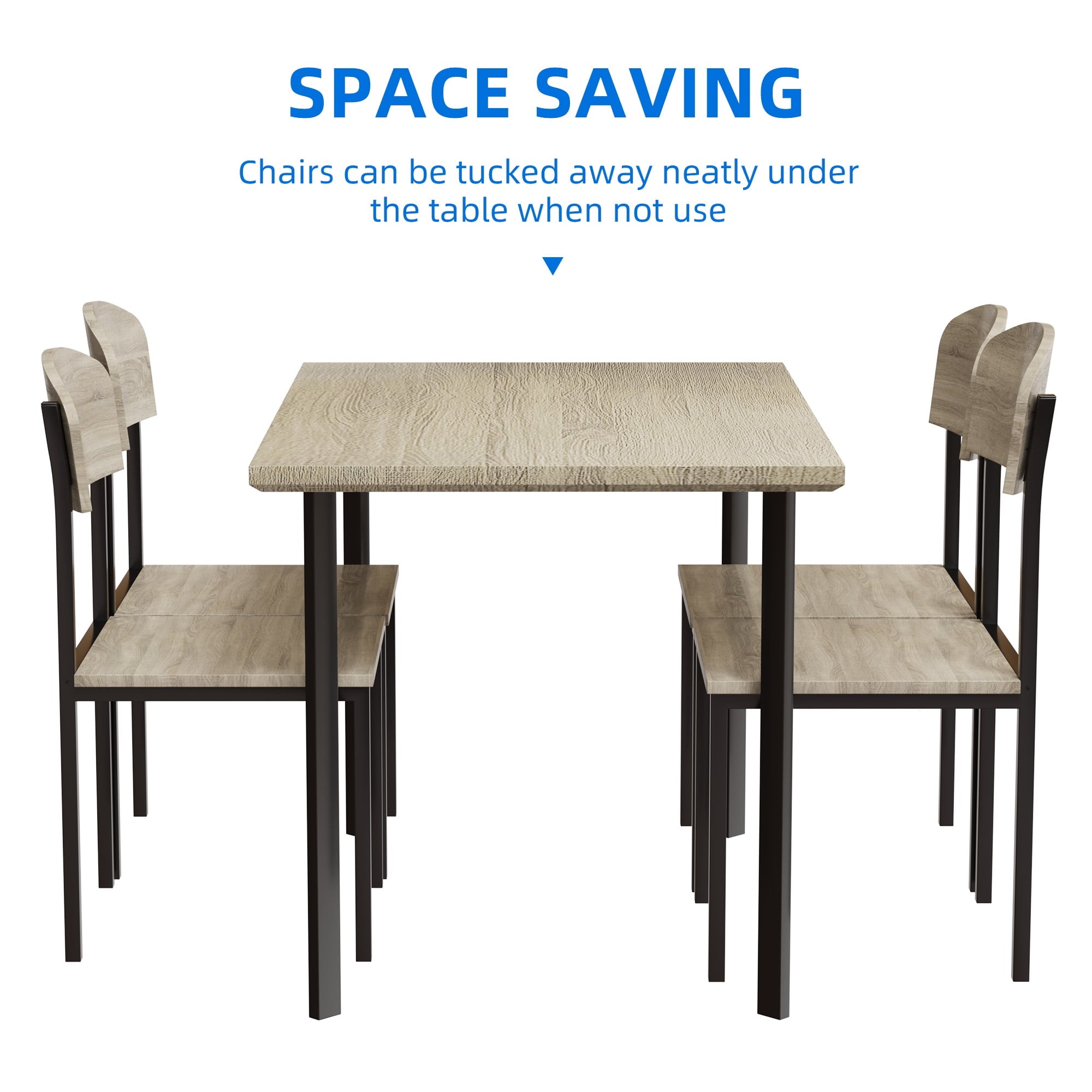 Dextrus 5 Piece Dining Set, Modern Wood Metal 42
