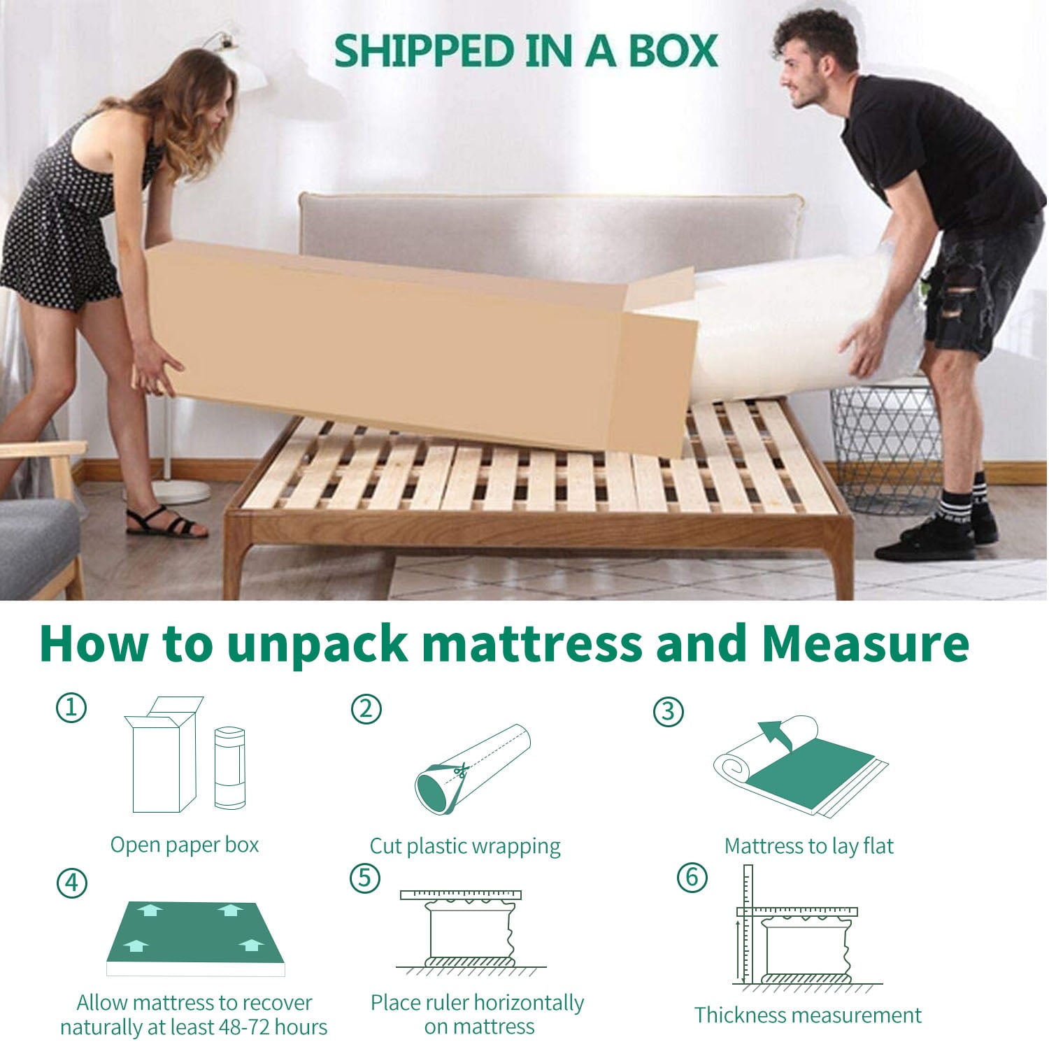 inch Gel Memory Foam Mattress Queen Size in a Box with Detachable Cover Medium Firm Bed Mattresses
