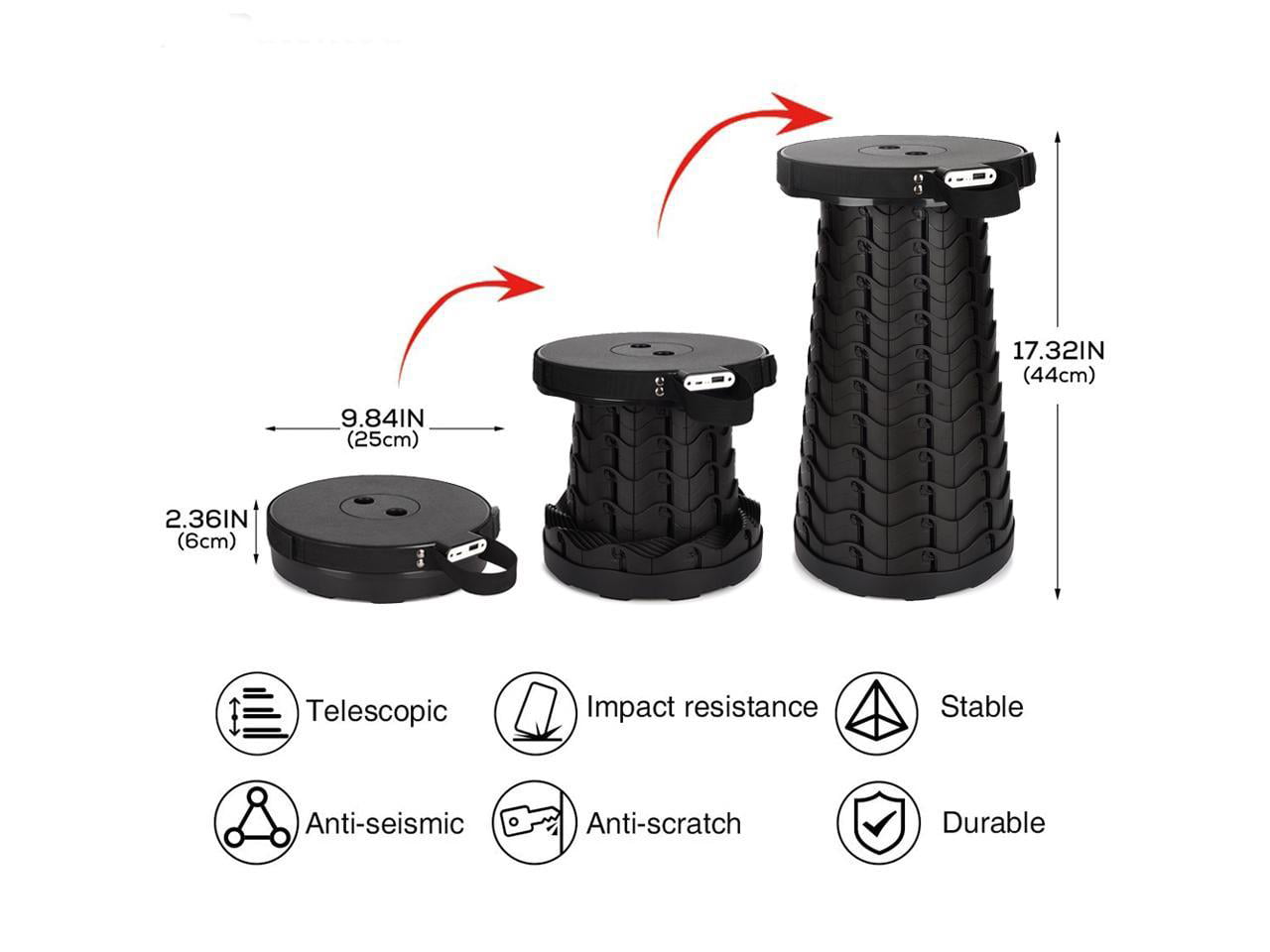 Retractable Telescopic Camping Stool with Mobile Charger
