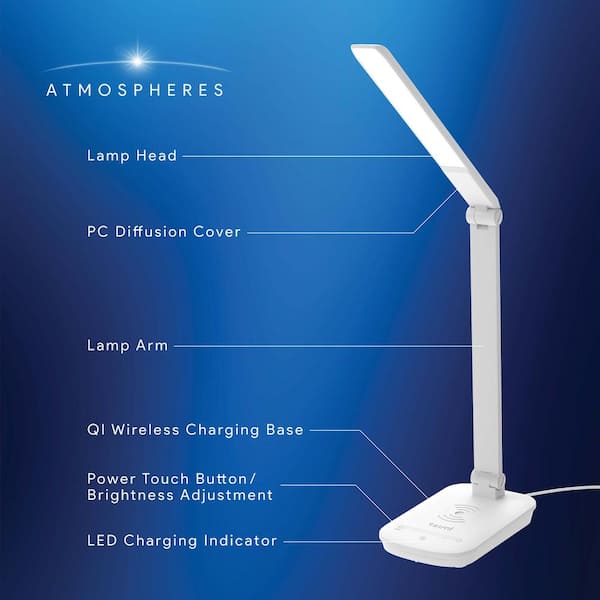 Atmosphere 12.6 in. White Desk Lamp with Wireless Charging