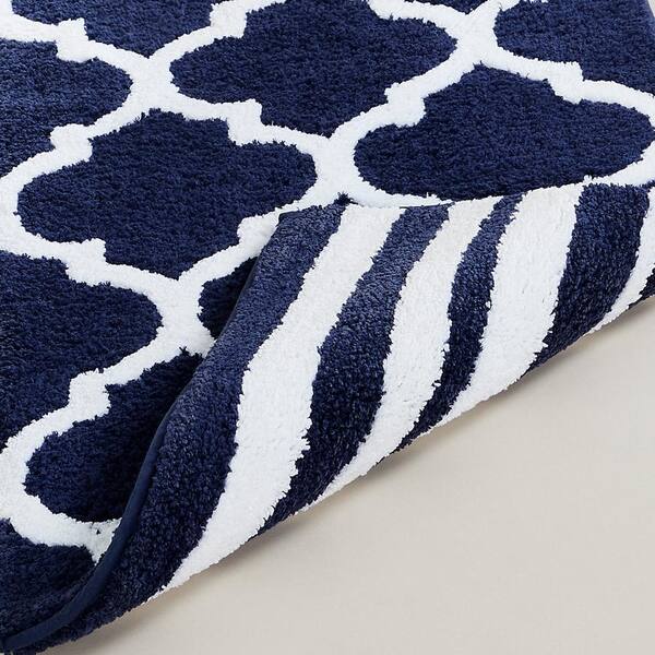 Marrakesh Collection 3-Piece Navy 100% Polyester 17 in. x 24 in., 20 in. x 20 in., 21 in. x 34 in. Bath Rug Set
