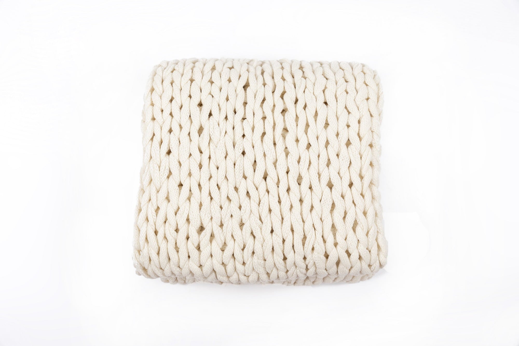 Silver One Super Chunky Knitted Throw Blanket, White, 50