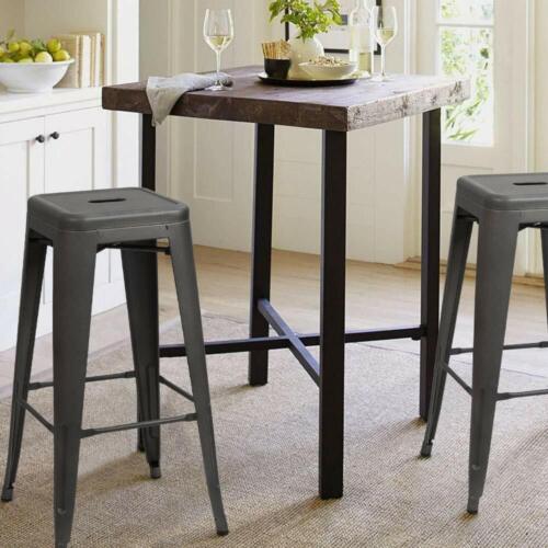 30 Inches 4 Metal Bar Stools Stackable High Backless Lightweight Rubber Feet