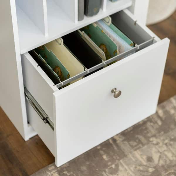 48 in. White Rectangular 3 -Drawer Computer Desk with Keyboard Tray