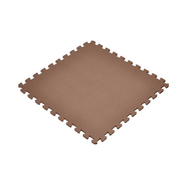 Brown 24 in. x 24 in. EVA Foam Non-Toxic Solid Color Interlocking Tiles (96 sq. ft. - 24 tiles)