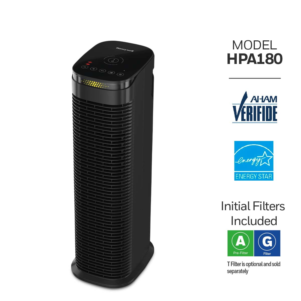 Honeywell Allergen Plus HEPA Air Purifier Allergen Reducer 200 sq ft Wildfire/Smoke, Pollen, Pet Dander, Dust, HPA180