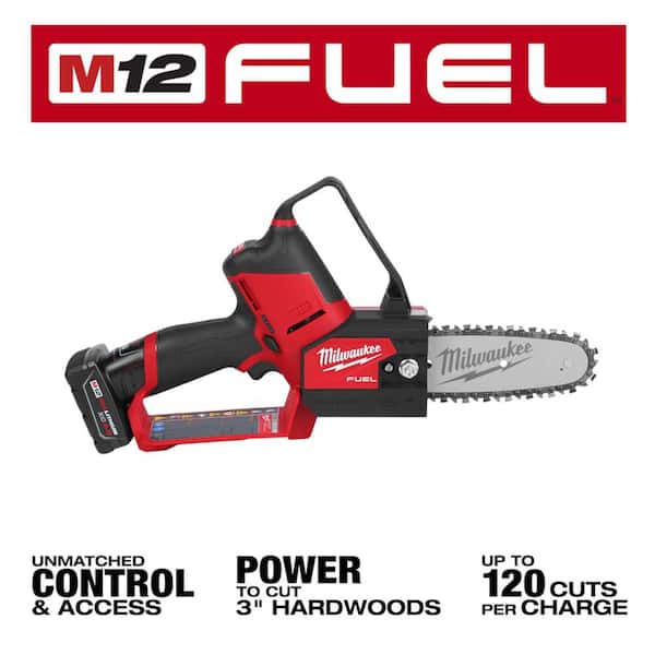 M12 FUEL 6 in. 12V Lithium-Ion Brushless Battery HATCHET Pruning Saw Kit w/4.0 Ah Battery, Charger &  Extra Chain