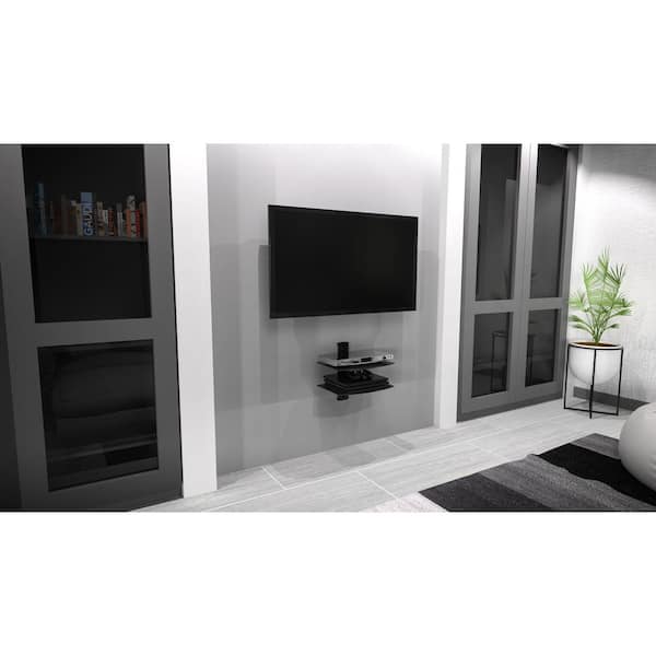 Heavy-Duty Double Tempered Glass AV Wall Shelf