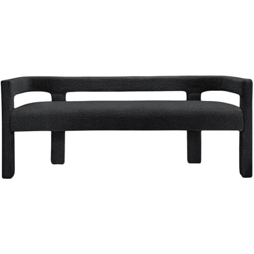 Meridian Furniture Athena Black Boucle Fabric Bench