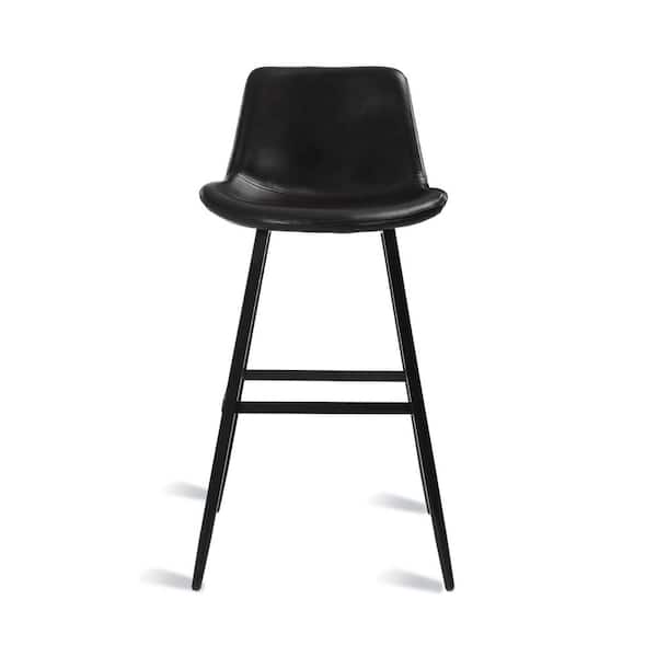 41 in. H Black 30 in. H Low Back Metal Frame Cushioned Counter Height Bar Stool with Faux Leather seat (Set of 4)