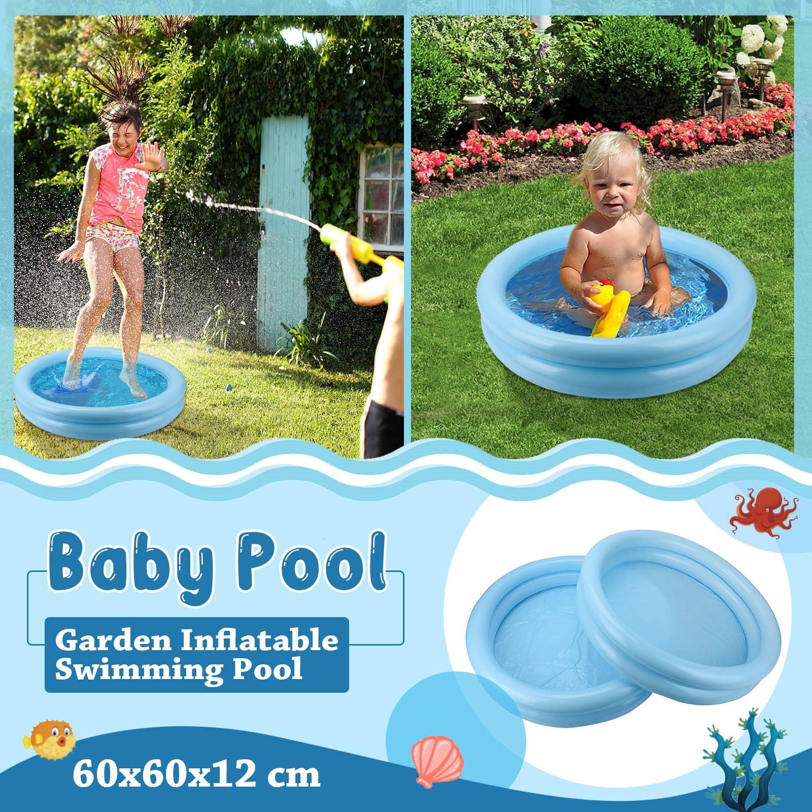 Toyfunnuy Inflatable Baby Swimming Pool Portable Inflatable Children Pump Pool Water Game
