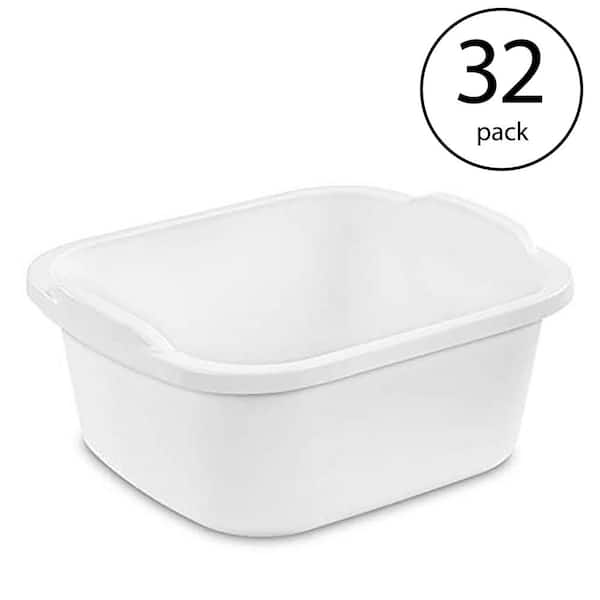 Durable Reinforced Plastic 12 Qt. Kitchen Dishpan, White (32-Pack)