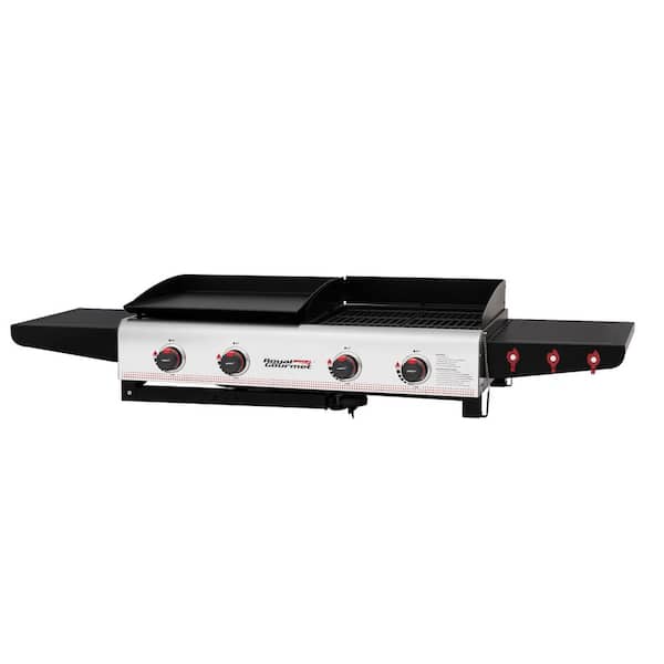 4-Burner 48,000 BTU Portable Flat Top Gas Grill and Griddle Combo Grill in Black with Folding Legs for Outdoor Cooking