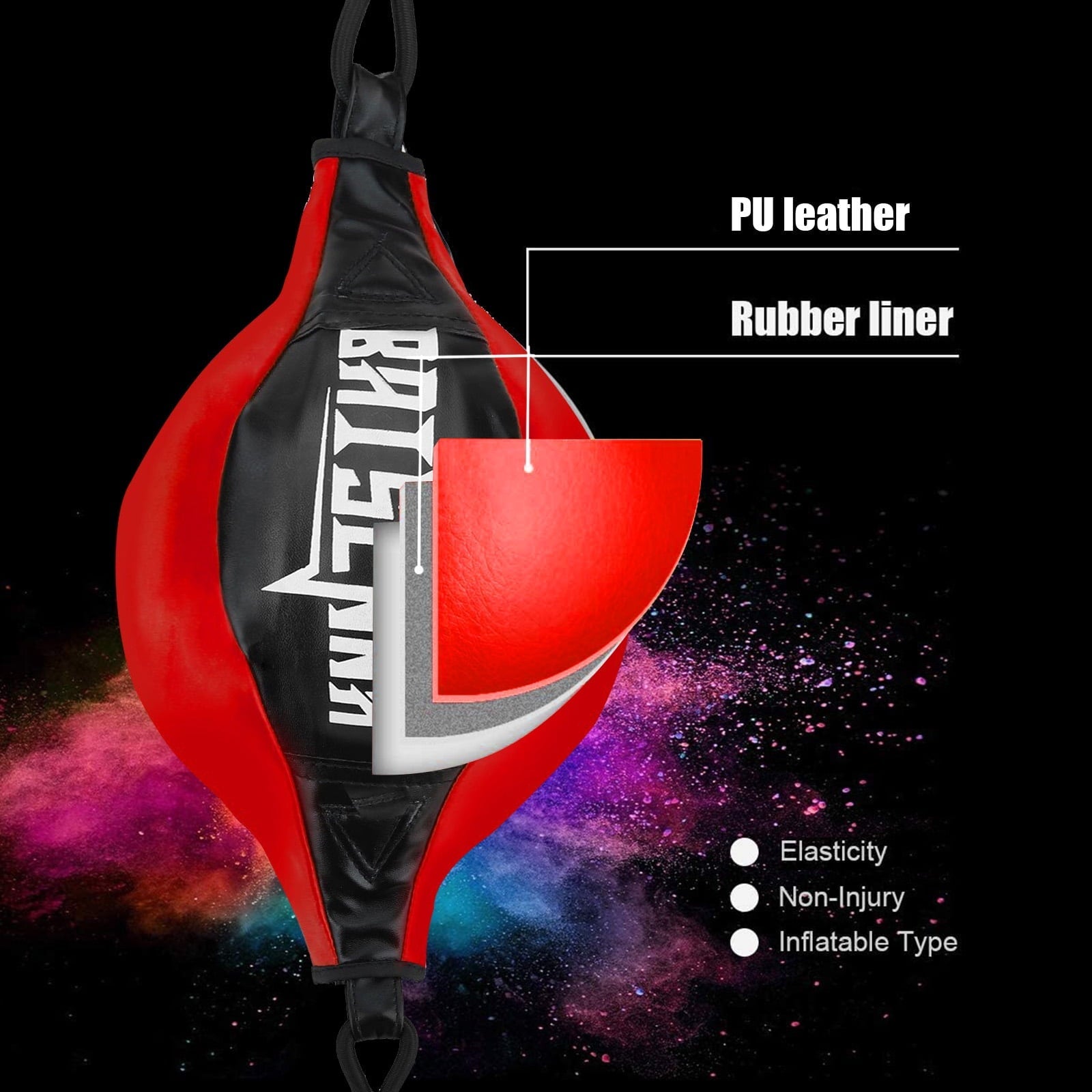 Double End Ball, EEEkit Boxing Speed Dodge Training Ball Leather Punch Bag Hanging Speed Ball for Gym Boxing Speed Training, Includes Cords, Stress Relief Exercise Equipment, Adult Kids Men Women