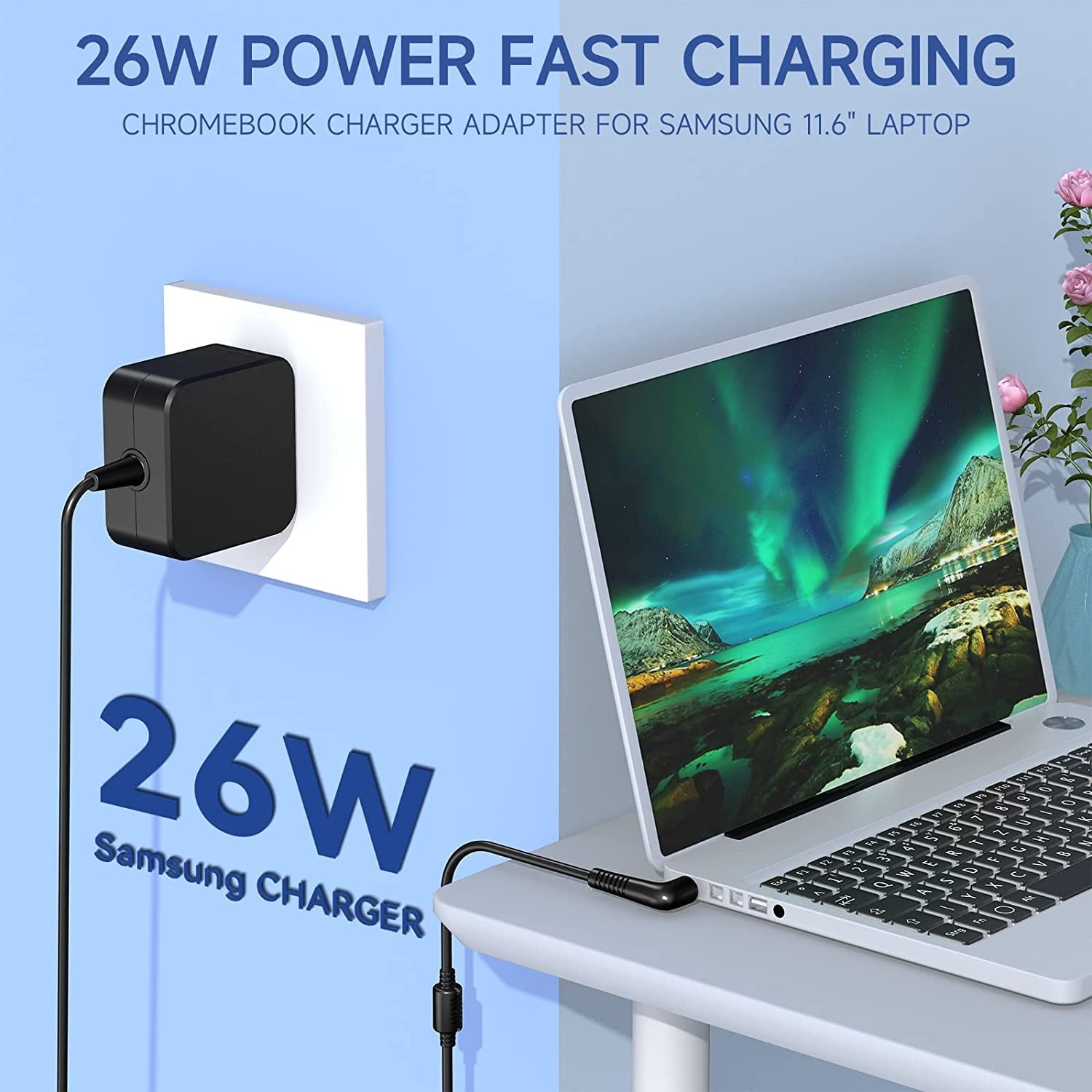 Samsung Chromebook Charger 26W 12V 2.2A Samsung Laptop Charger AC Adapter Charger for Samsung 11.6