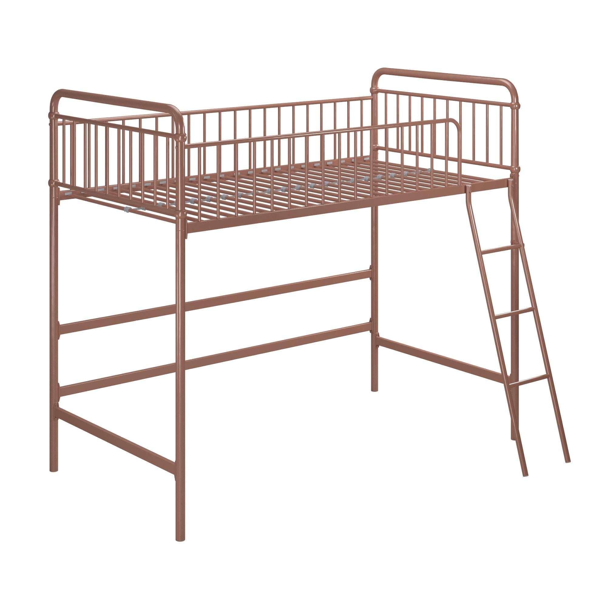 Better Homes & Gardens Kelsey Twin Metal Loft Bed, Rose Gold