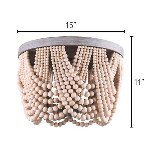 Leora 15 in. 3-Light Brushed Grey Flush Mount