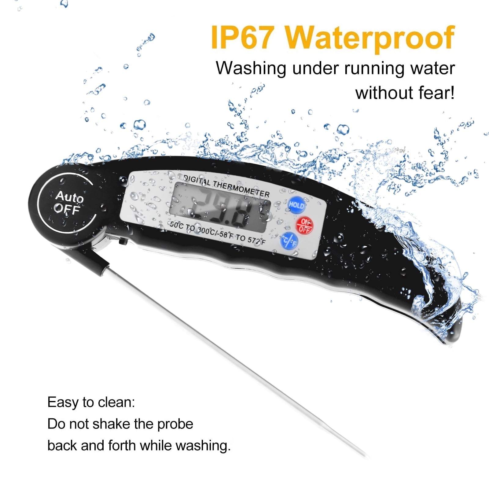 HomChum 2 Pack Instant Read Meat Thermometer for Cooking, Foldable Fast & Precise Digital Food Thermometer, Waterproof Grill Thermometer for Deep Fry, BBQ Christmas Gifts for Women Man