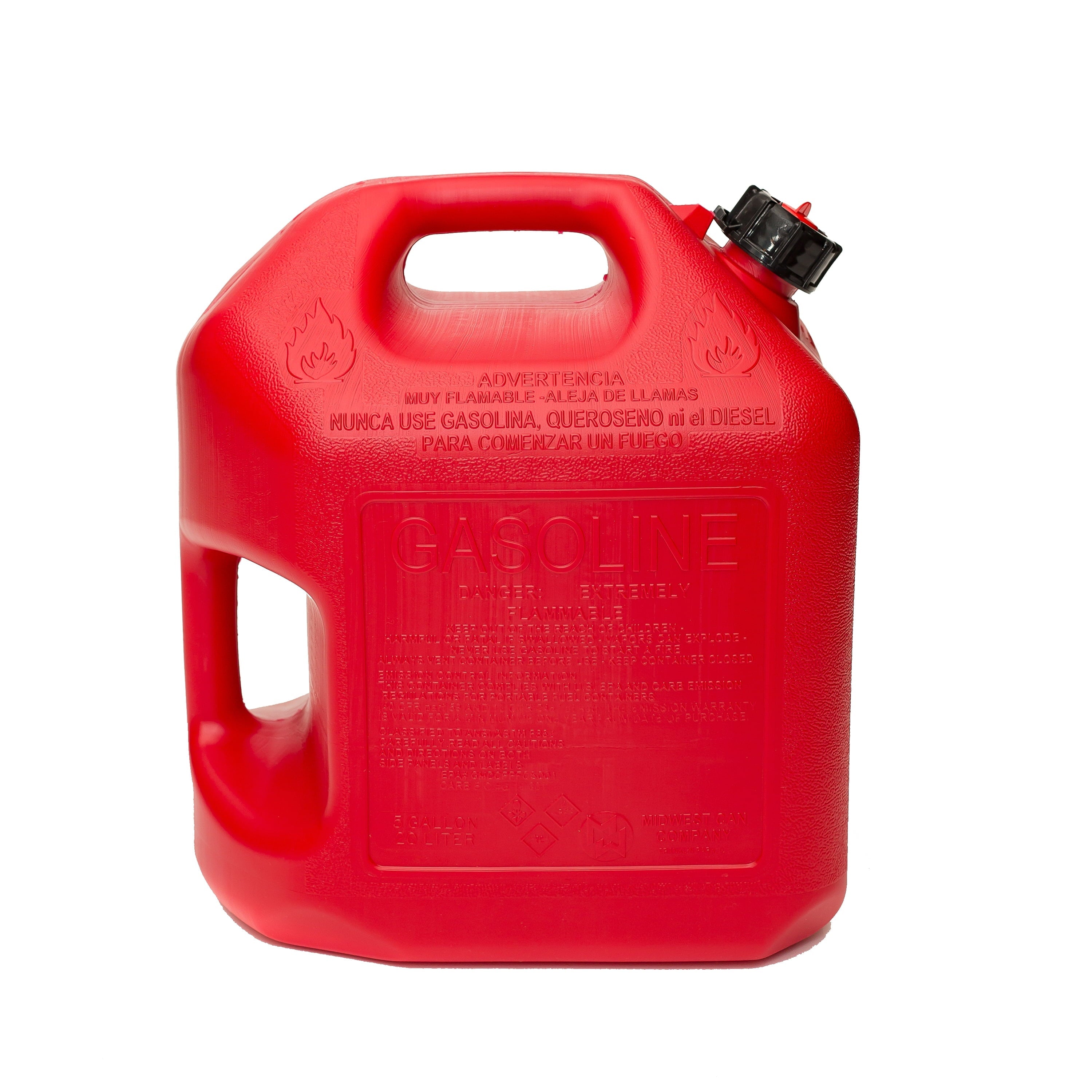 Midwest Can Company 5610 5-Gallon Gas Can Fuel Container Jug w/ Quick-Flow Spout