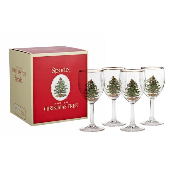 13 oz. Christmas Tree Glass Wine Set (4-Piece)