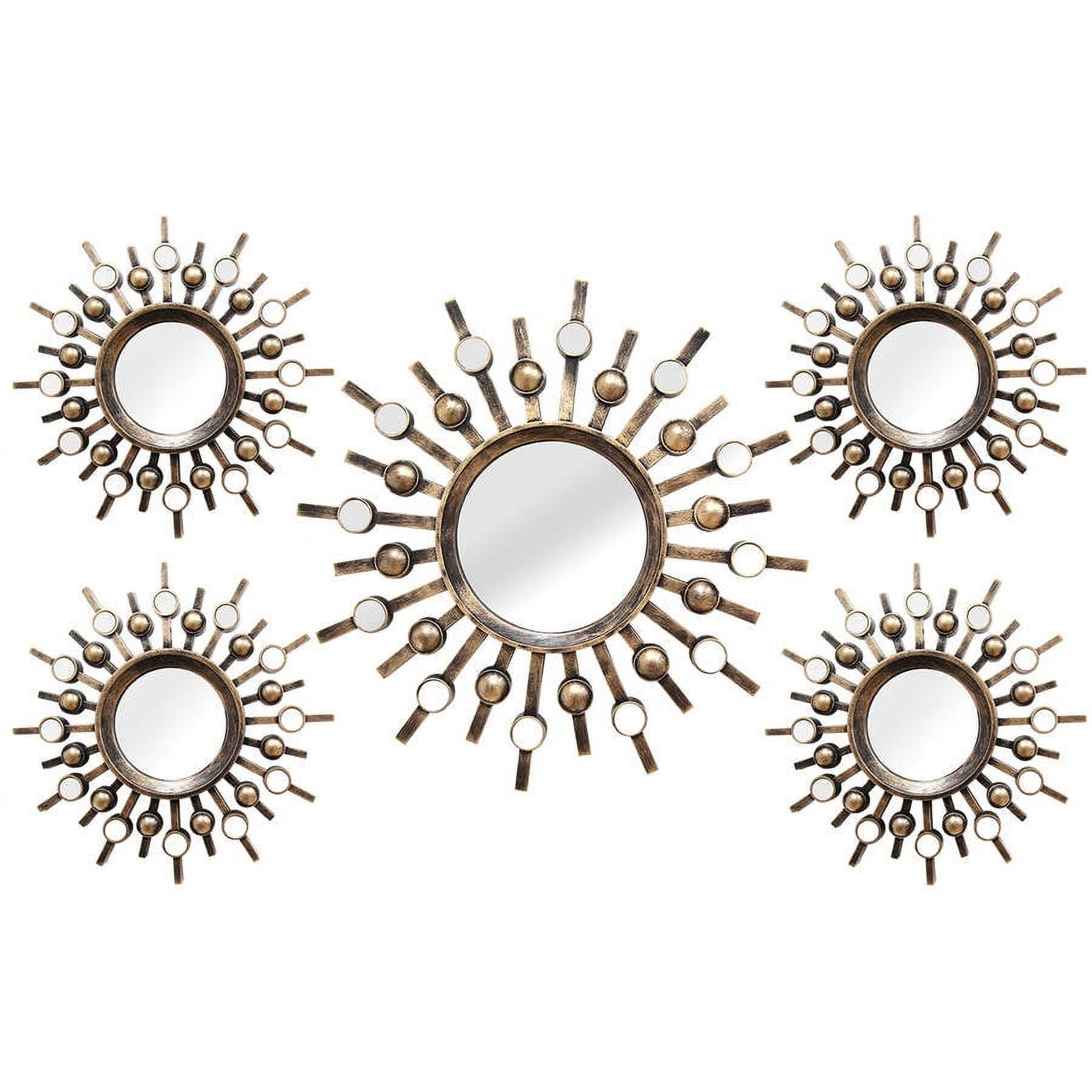 Stratton Home Decor Traditional Starburst Wall Mirrors, Bronze, Set of 5