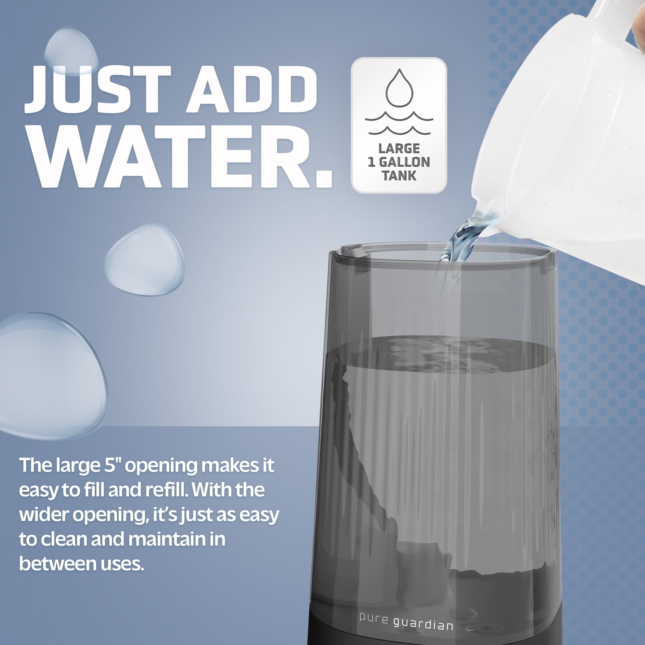 Pure Guardian 420 Sq. Ft, 1 Gallon Ultrasonic Cool Mist Humidifier with Aroma Tray, H980C