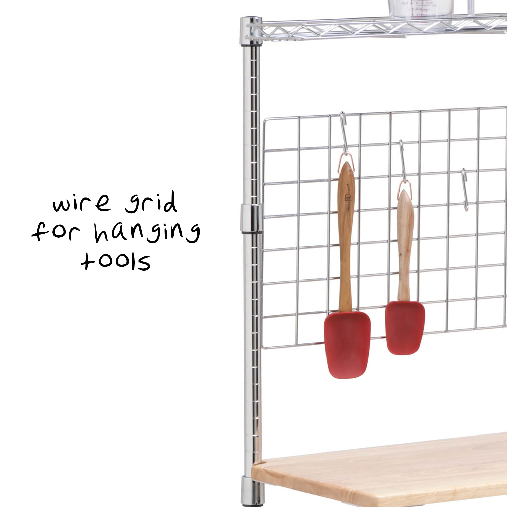 Honey Can Do 3-Tier Urban Bakers Rack with Hanging Bar, Chrome/Natural