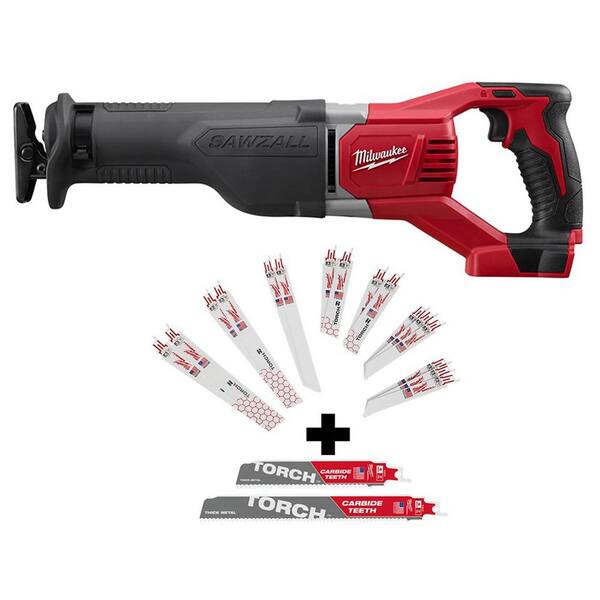 M18 18V Lithium-Ion Cordless SAWZALL Reciprocating Saw with SAWZALL Blade Set (18-Piece)
