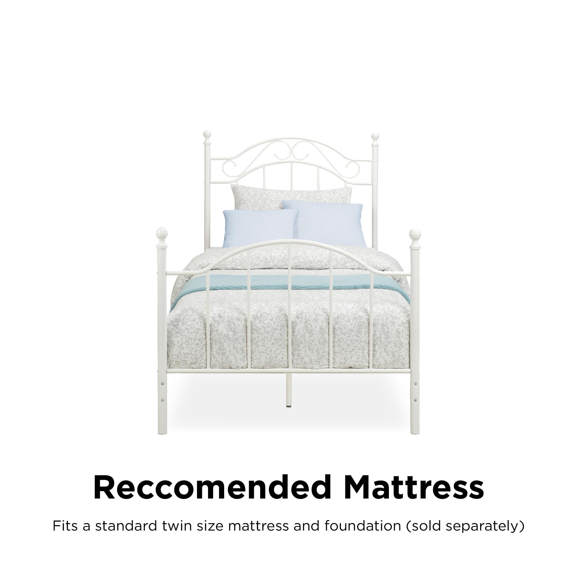 Mainstays Traditional Metal Bed Frame with Headboard and Footboard, Twin, White