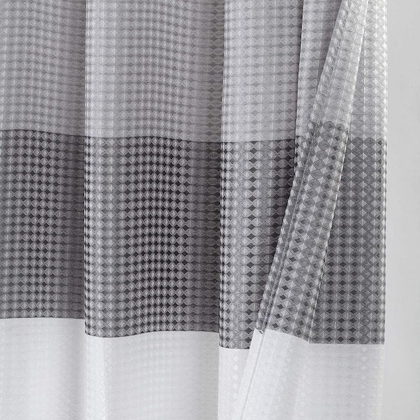 Ombre 72 in. Gray Waffle Weave Fabric Shower Curtain