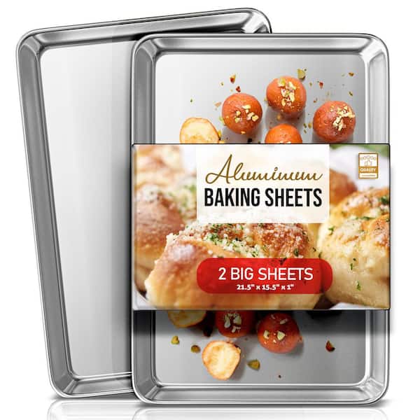 2-Pack Aluminum Large Baking Sheet Pan, Steel Nonstick Cookie Sheet, Big Size 21 in. x 15 in. x 1 in. (2-Piece Set)