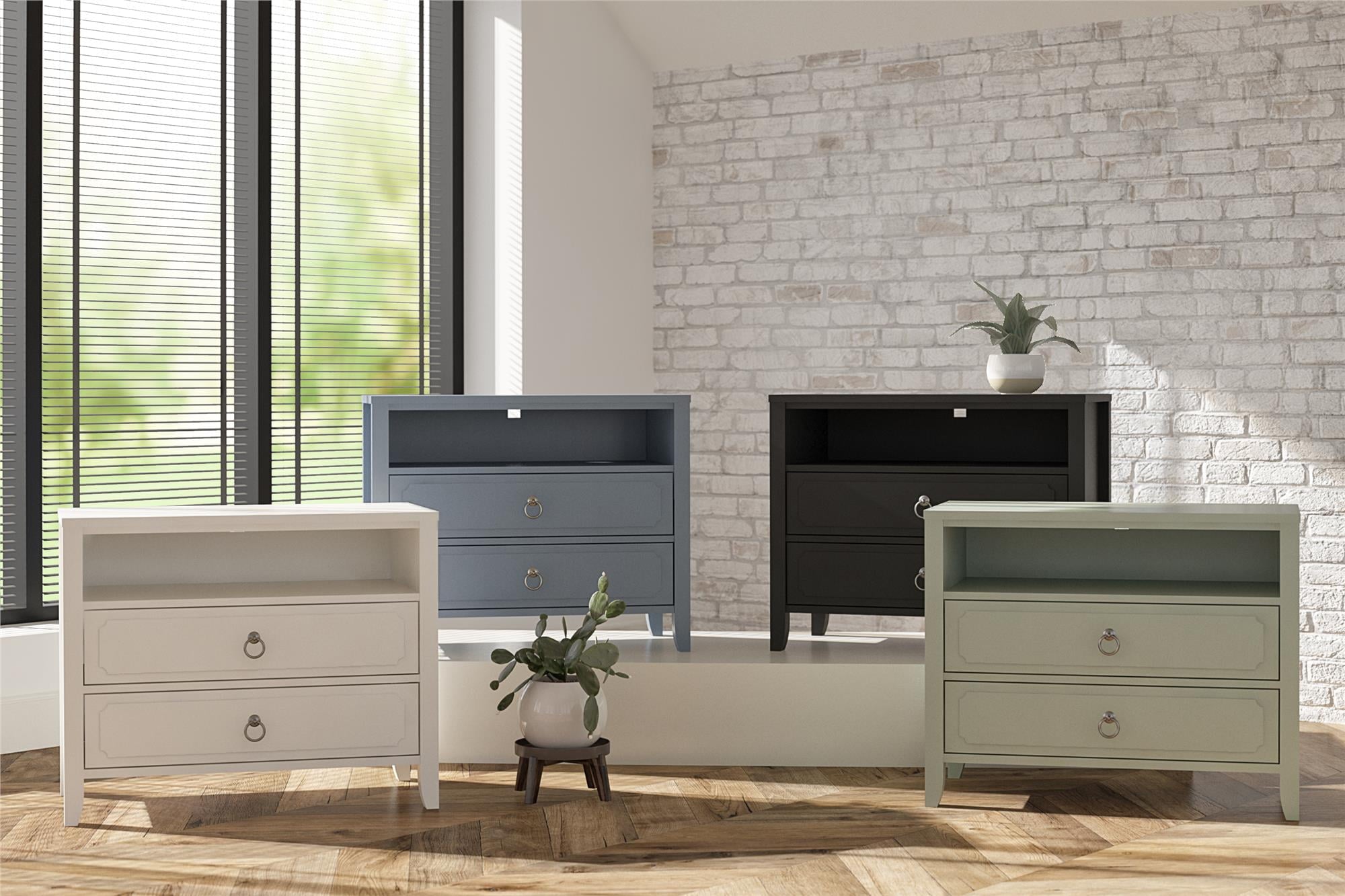 Novogratz Her Majesty 2 Drawer Nightstand, Soft White