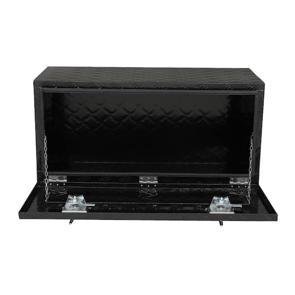36 in. Black Diamond Plate Aluminum Underbody Truck Tool Box Double Lock with Key