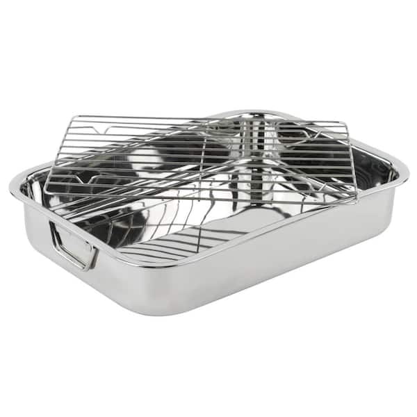 7.2 qt. 16 in. Classic Stainless Steel Roasting Pan with Roasting Rack