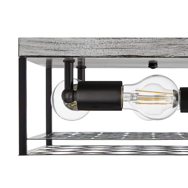 Heather Glen 12.4 in. 4-Light Black Square Flush Mount, Industrial Ceiling Light