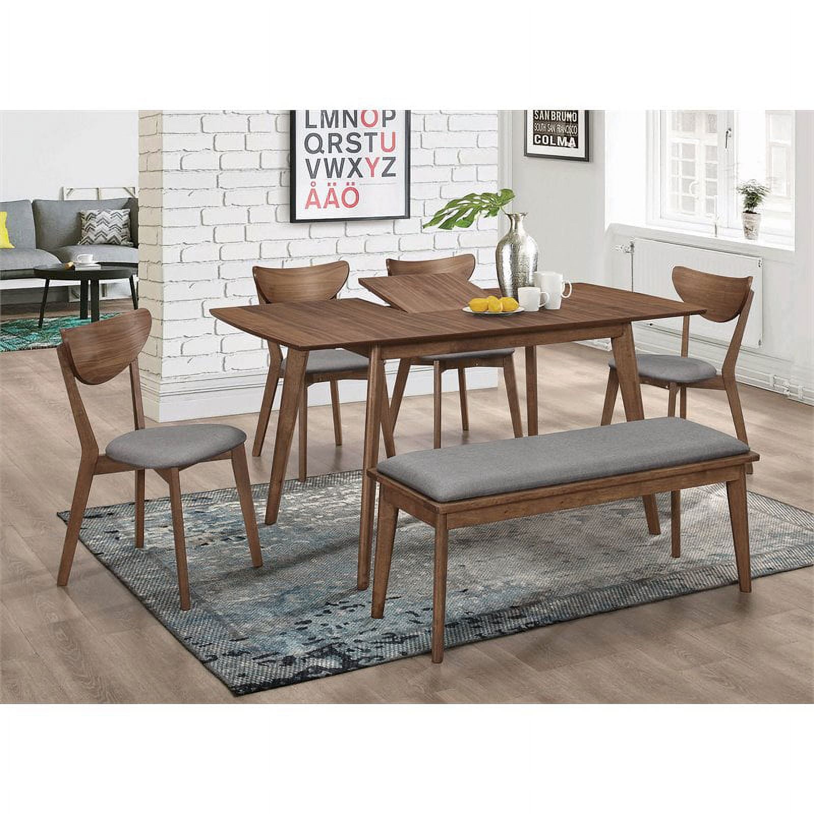 Alfredo Dining Room Set Natural Walnut and Grey